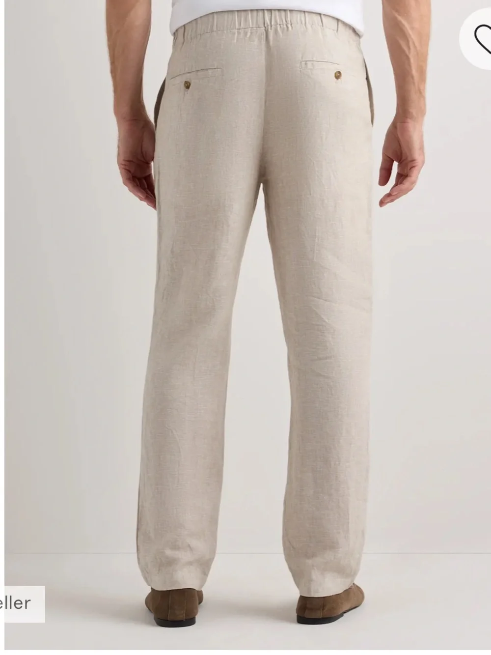Quince Beige 100% Linen-Blend Relaxed Trousers size L